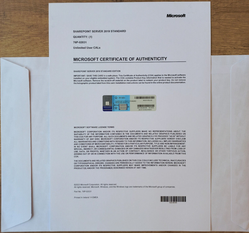 SharePoint Server 2019 Standard Edition 64 Bit with Unlimited User CAL 76P-02031
