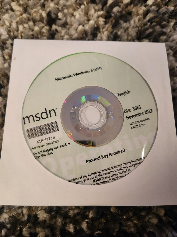 MSDN Microsoft Windows 8 x64 DVD Disc 5085 English