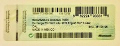 Microsoft Exchange Server 2010 Standard License Pack, 5 users CAL, SKU 381-04125