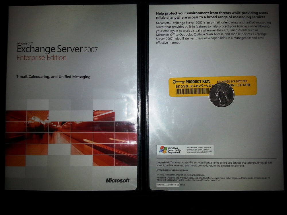 Microsoft Exchange Server 2007 Enterprise, Full Retail, SKU 395-03824, 64-Bit