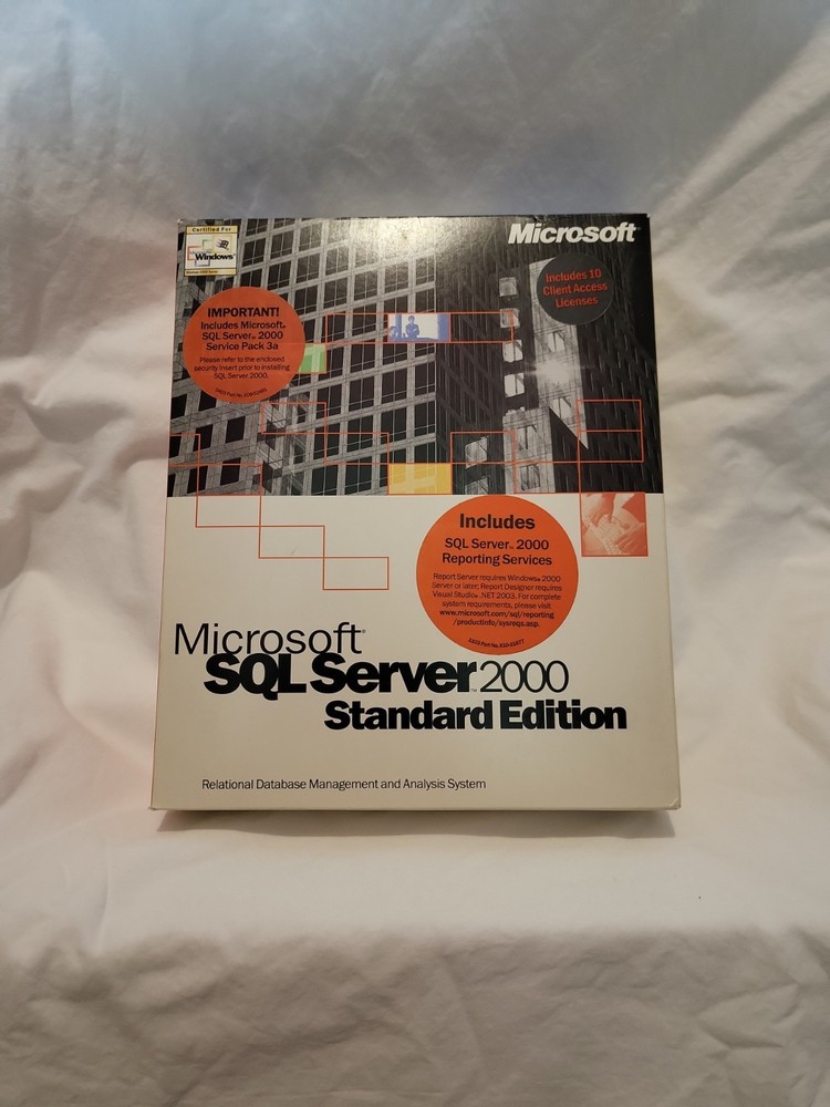 Microsoft SQL Server 2000 Standard Edition Box Set Includes Licenses But No Disk