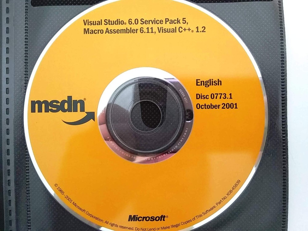 Microsoft Macro Assembler 6.11 (MASM) Visual C++ Install CD w/ License