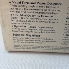Borland Paradox 1.0, Windows, sealed 3.5″ disks, 1990s, relational database