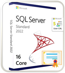 Microsoft SQL Server 2022 Standard Edition, 16 Core License, 5 CALs