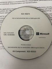 Microsoft SQL Server 2025 Standard 32 Core Unlimited User CALs CoA License DVD