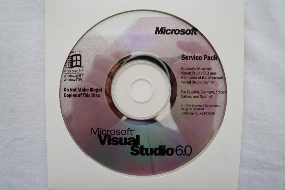 Microsoft Visual Studio 6.0 6 Enterprise Basic C++ FoxPro J++ SP Service Pack 4