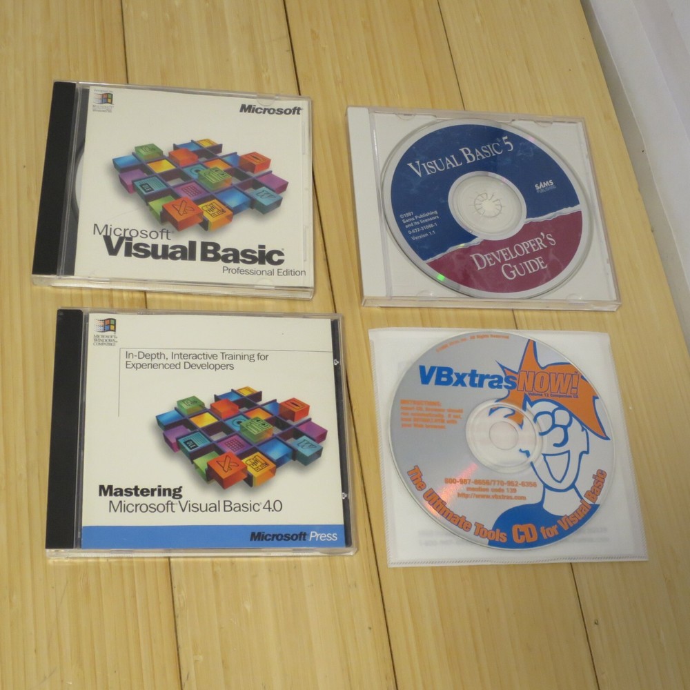Microsoft Visual Basic Professional 1.0, 4.0, with VB Extras CD & VB 5.0 dev CD