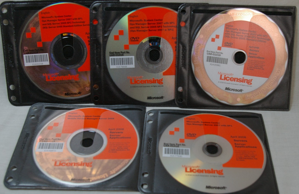 Microsoft Volume Licensing Ops System Manager 2007 SQL Server 2007 MDM 2008 DVDs
