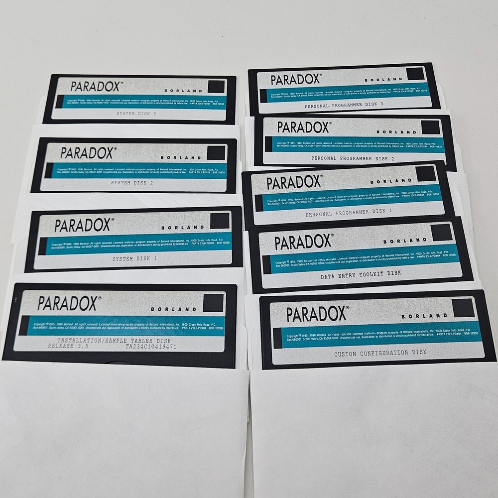 Vintage Borland Paradox Release 3.5 Software 5.25 Floppy Disks Database DBMS Dev