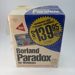 Borland Paradox 1.0, Windows, sealed 3.5″ disks, 1990s, relational database