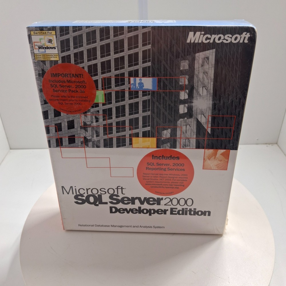 Microsoft SQL Server 2000 Developer Edition Sealed Box X08‑15681 NOS