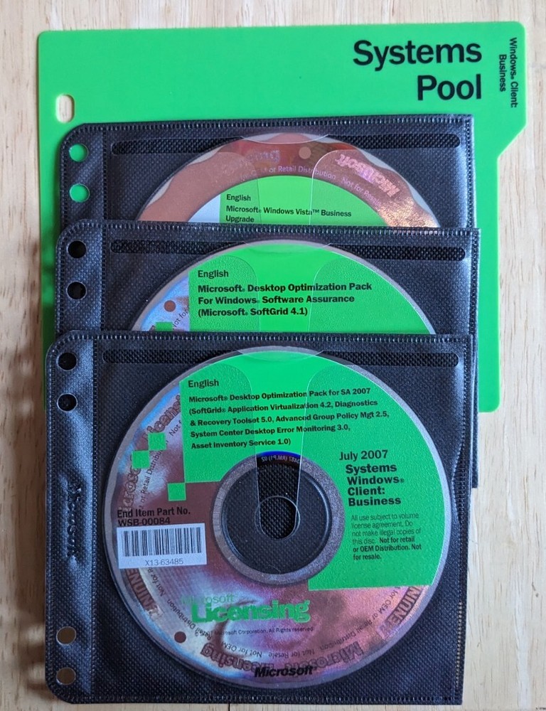 3 Discs Microsoft Licensing 2007 Systems Windows Client: Business