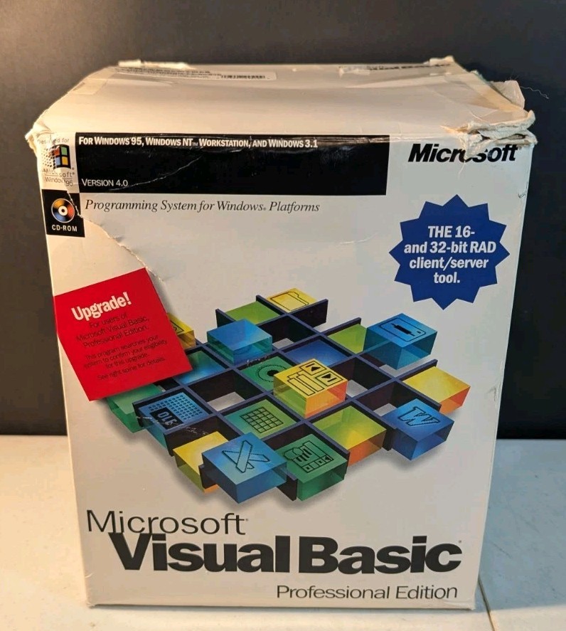 NEW* Microsoft Visual Basic 4.0 Enterprise Full Edition for Windows 3.1 95 NT