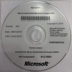 Microsoft SQL Server 2019 Standard IoT OEM w/ COA Key + Install Disc (OPK)