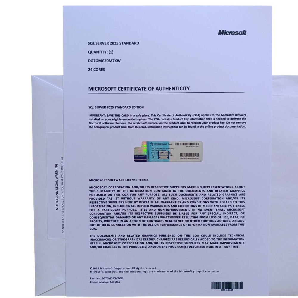 Microsoft SQL Server 2025 Standard 4/8/16/24 PER-CORE License | No CALs required