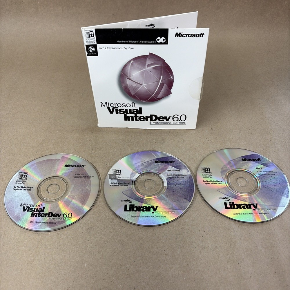 Microsoft Visual Interdev 6.0 Professional Edition w/ CD Key & Library Disc READ