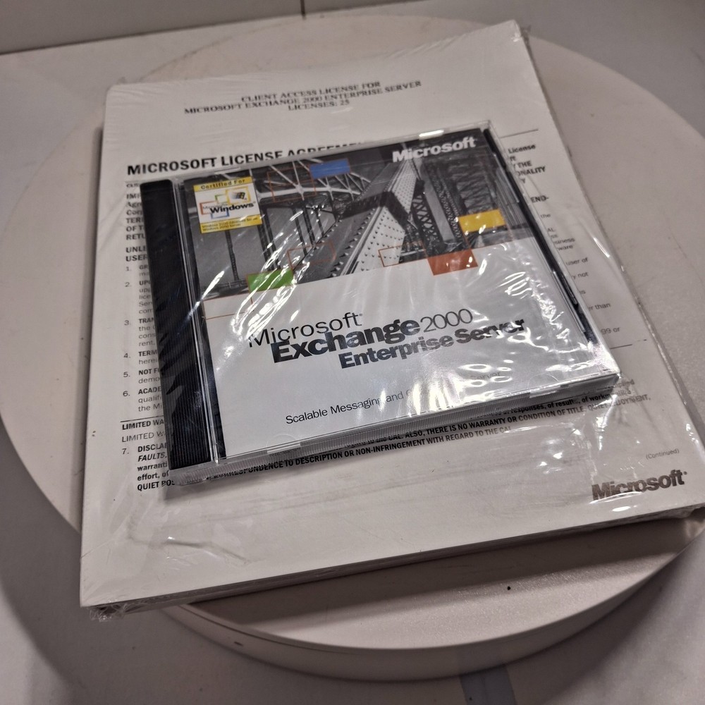 Microsoft Exchange 2000 Enterprise Server 25 User License Factory Sealed Box