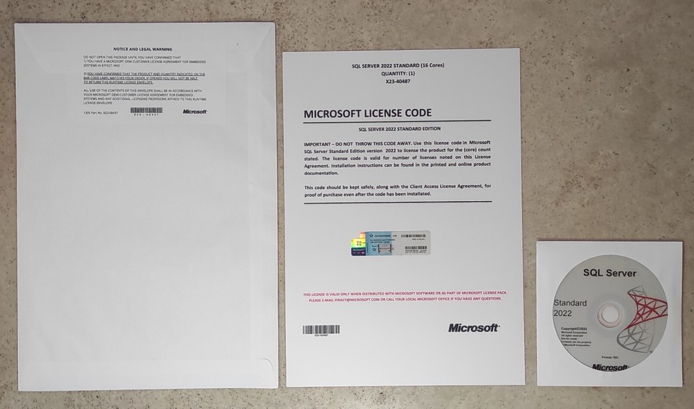 SQL Server 2022 Standard 16 Cores Unlimited CALs Lifetime License and DVD