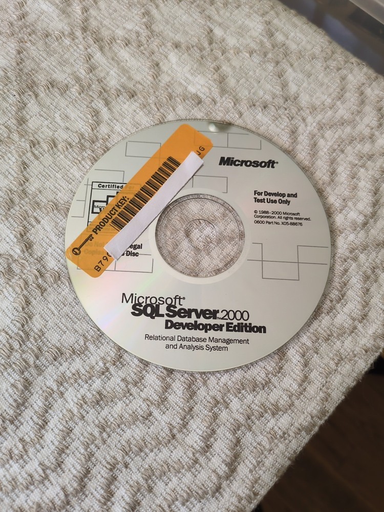 Microsoft SQL Server 2000 Developer Edition With Product Key Disc only