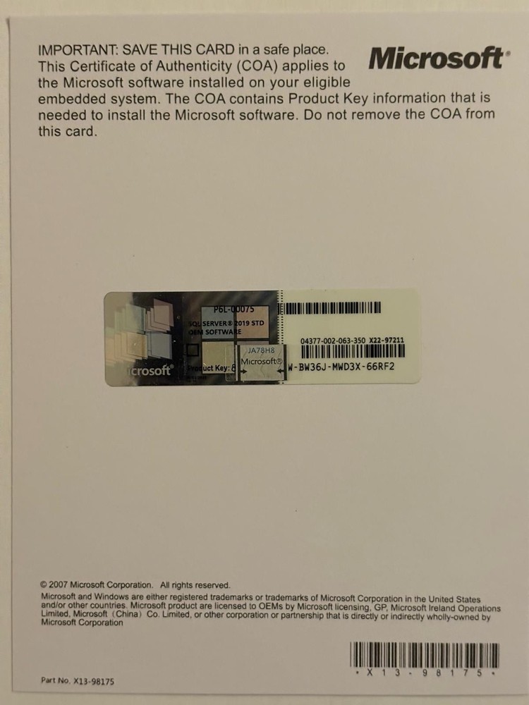 Microsoft SQL Server 2019 Standard Unlimited Cores with Unlimited CALs License