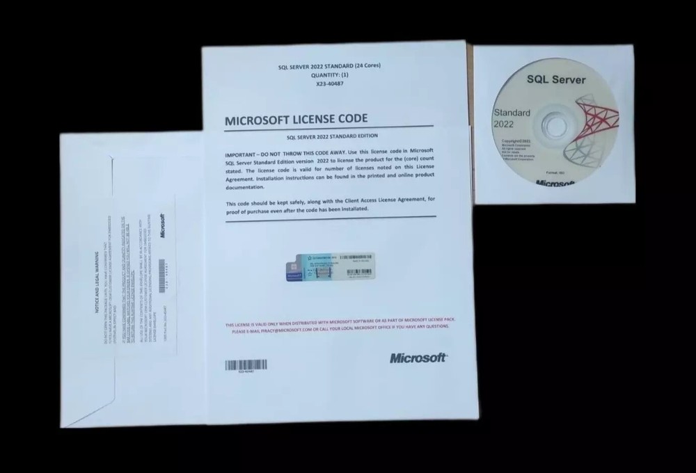 New – SQL Server 2022 Standard 24 Core License & DVD Unlimited CALs