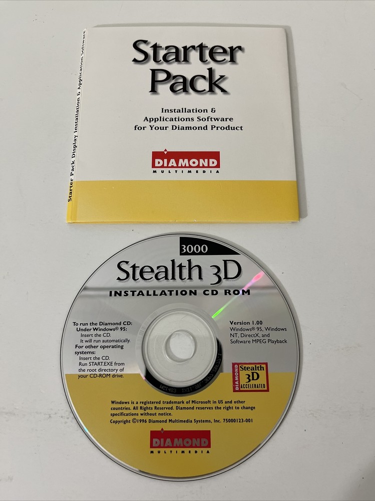 diamond stealth 3d accelerated 2 CD Rom Windows 95, NT 3.51