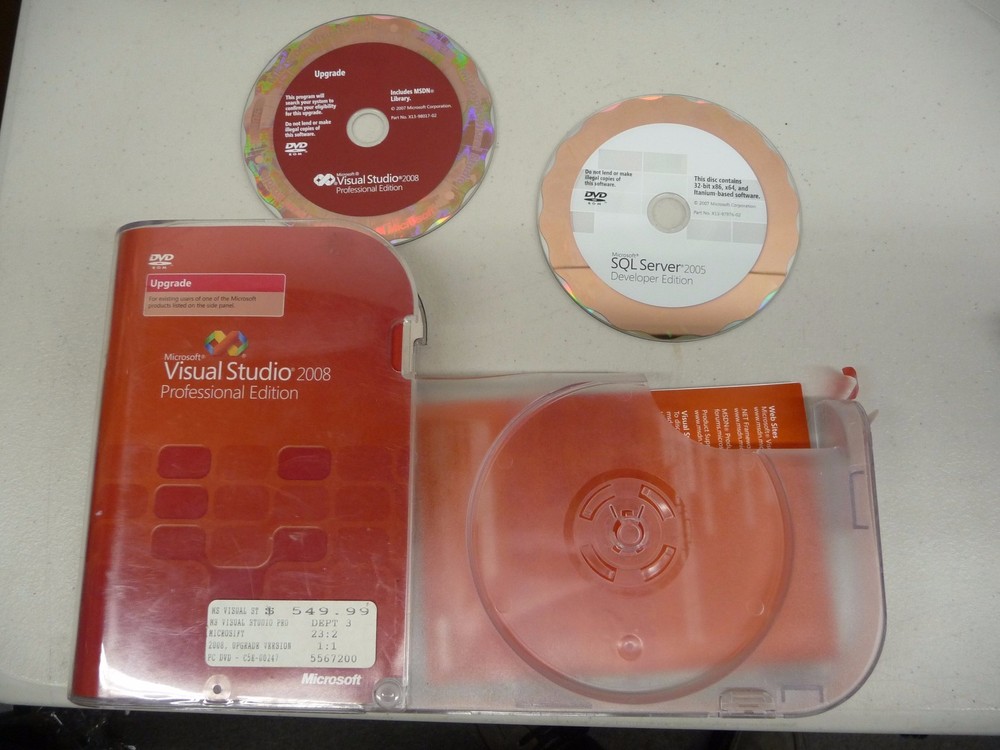 Microsoft Visual Studio Professional 2008 SQL 2005 Dev Full Ver w’ Upgrade BONUS