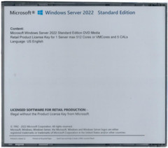 Windows Server 2022 Standard Edition with 5 CALs. Retail License, English.