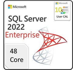 SQL Server 2022 Enterprise Edition, 48 Core License, 10 User CALs