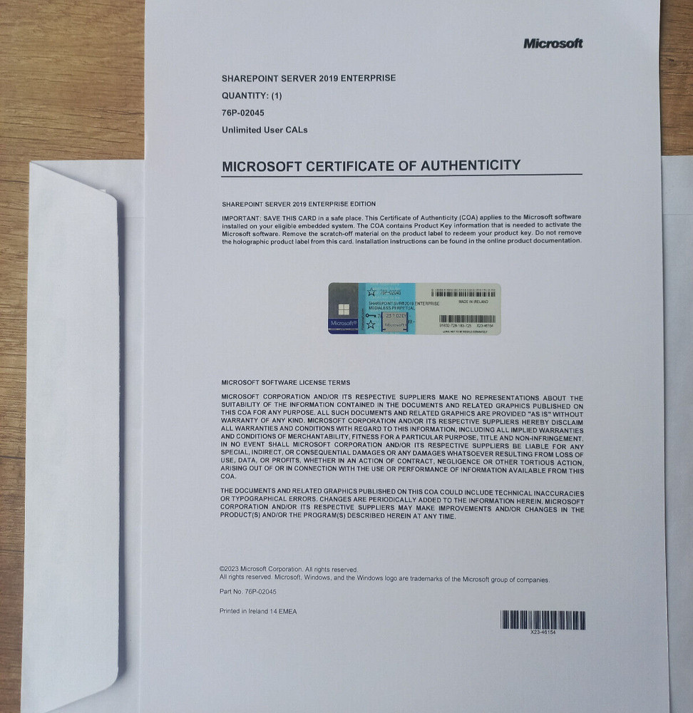 SharePoint Server 2019 Enterprise Edition 64 Bit with Unlimited CALs 76P-02045