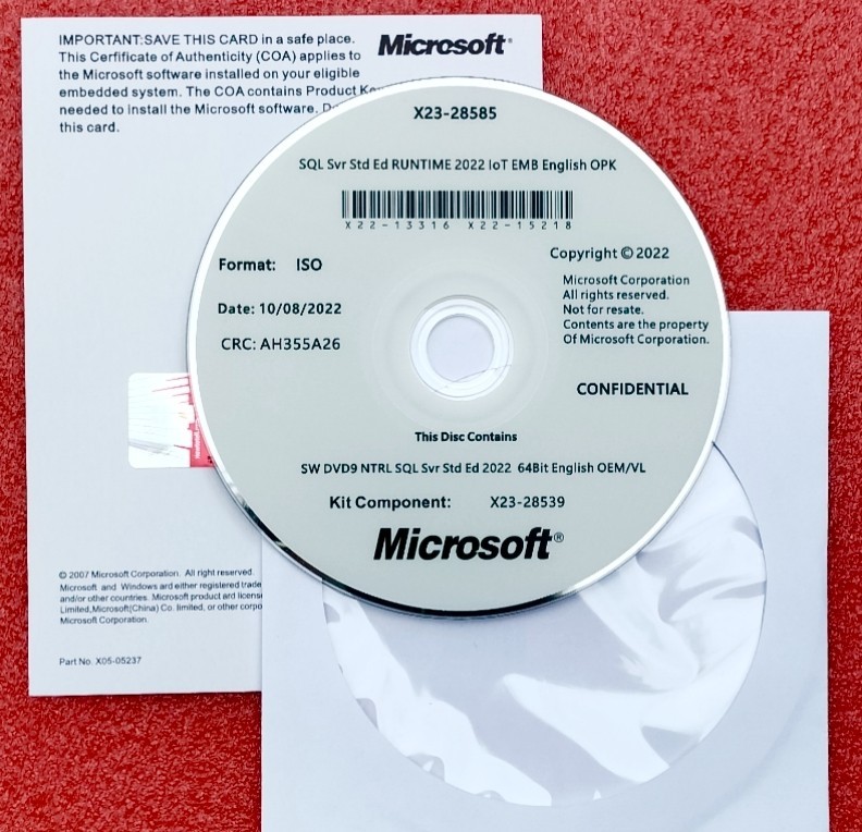 SQL Server 2022 Standard Unlimited Core and CALs License Sealed UK English