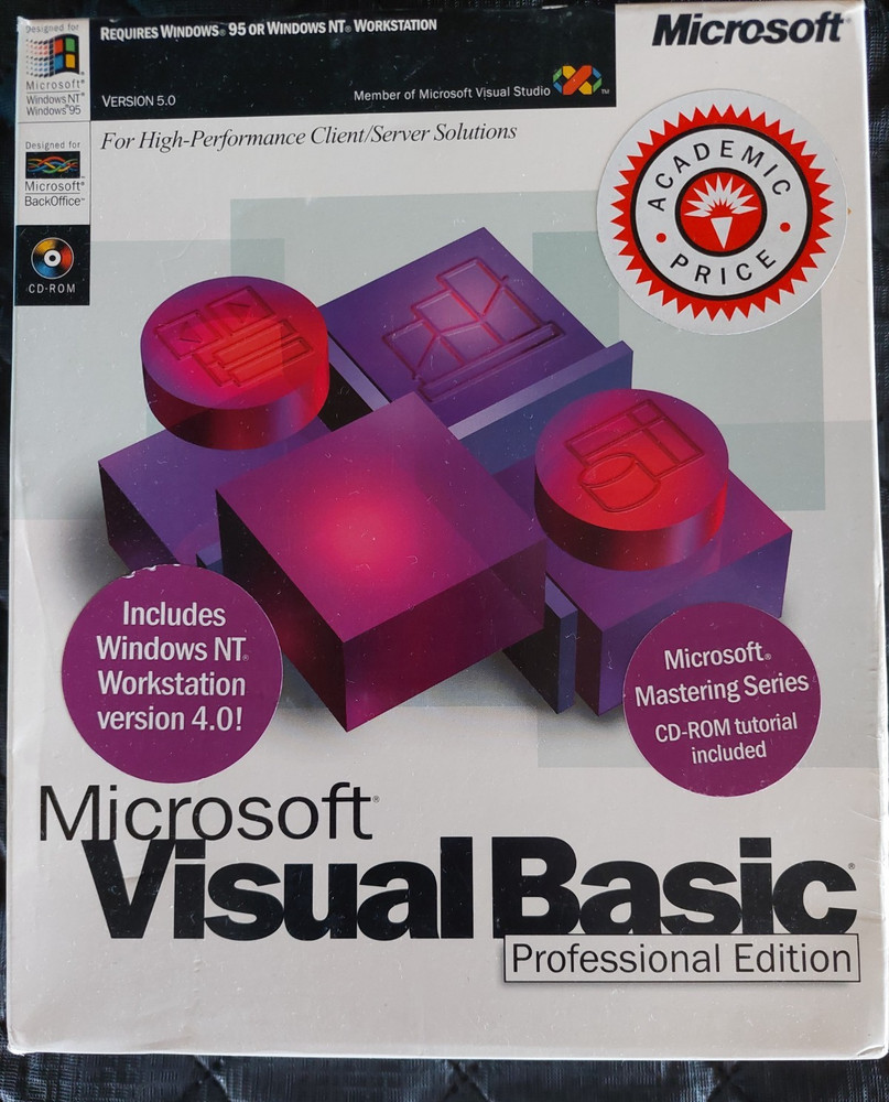 Microsoft Visual Basic 5.0 Professional Edition CD-ROM Software & Retail Box