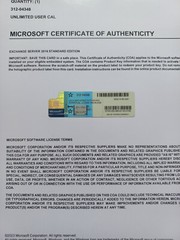 Microsoft Exchange Server 2016 STANDARD Retail Unlimited CAL CoA Authentic