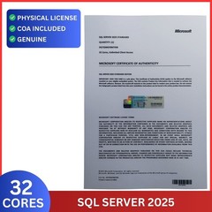 Microsoft SQL Server 2025 Standard 32 Core License COA Unlimited CALs | Physical