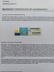 Microsoft Exchange Server 2016 Enterprise Retail Unlimited CAL CoA Authentic