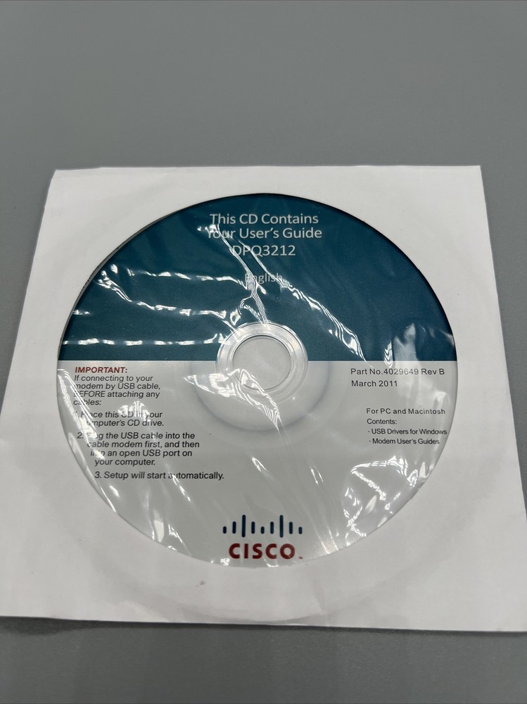 Cisco This CD Contains Your User Guide DPQ3212 In English replacement CD only