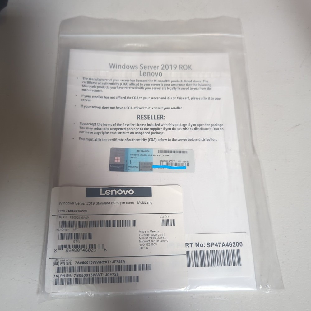 Lenovo 7S050015WW Microsoft Windows Server 2019 Standard (16 Core MultiLang) +CD
